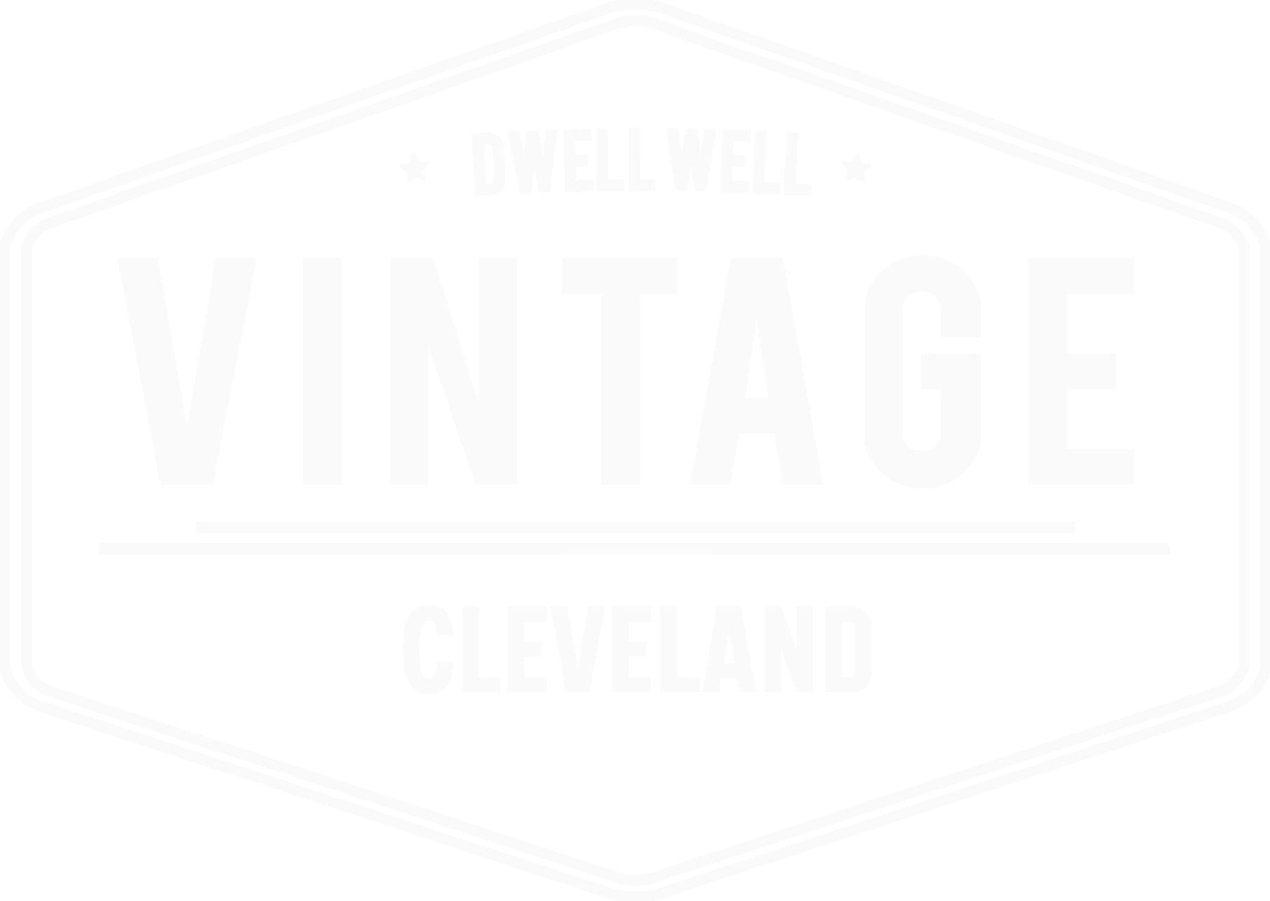 A black and white image of a vintage sign for Dwell Well in Cleveland.